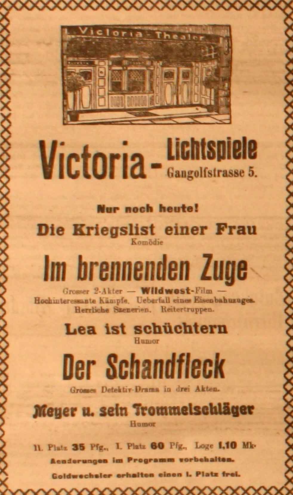Anzeige in der Deutschen Reichs-Zeitung vom 26. Oktober 1915