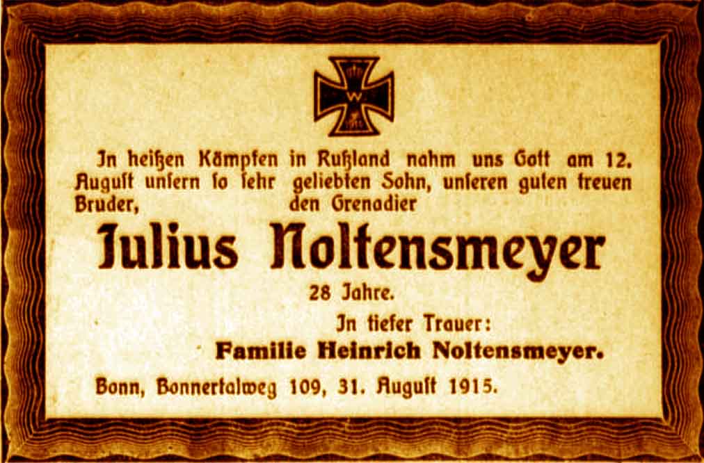 Anzeige im General-Anzeiger vom 1. September 1915