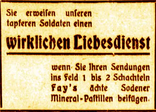 Anzeige im General-Anzeiger vom 15. September 1915