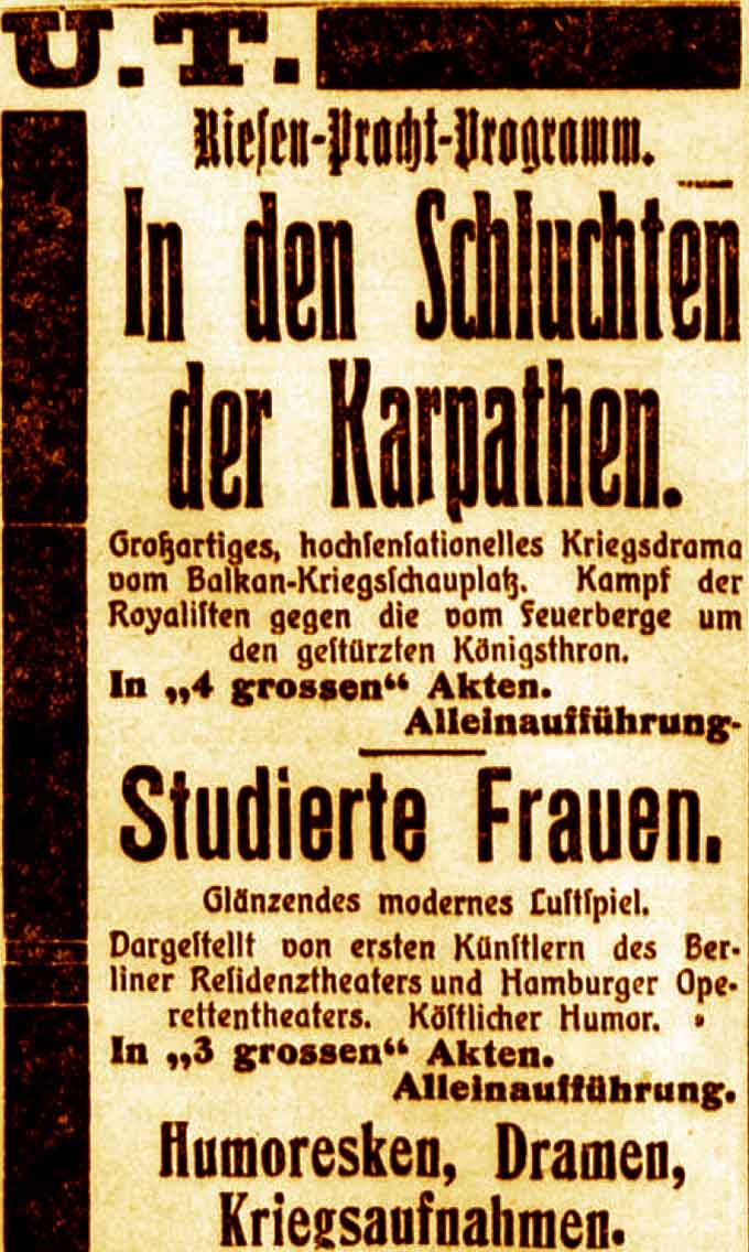 Anzeige im General-Anzeiger vom 18. September 1915