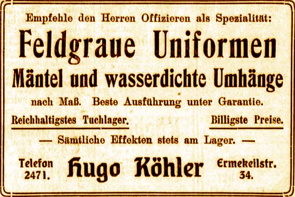 Anzeige im General-Anzeiger vom 24. September 1915