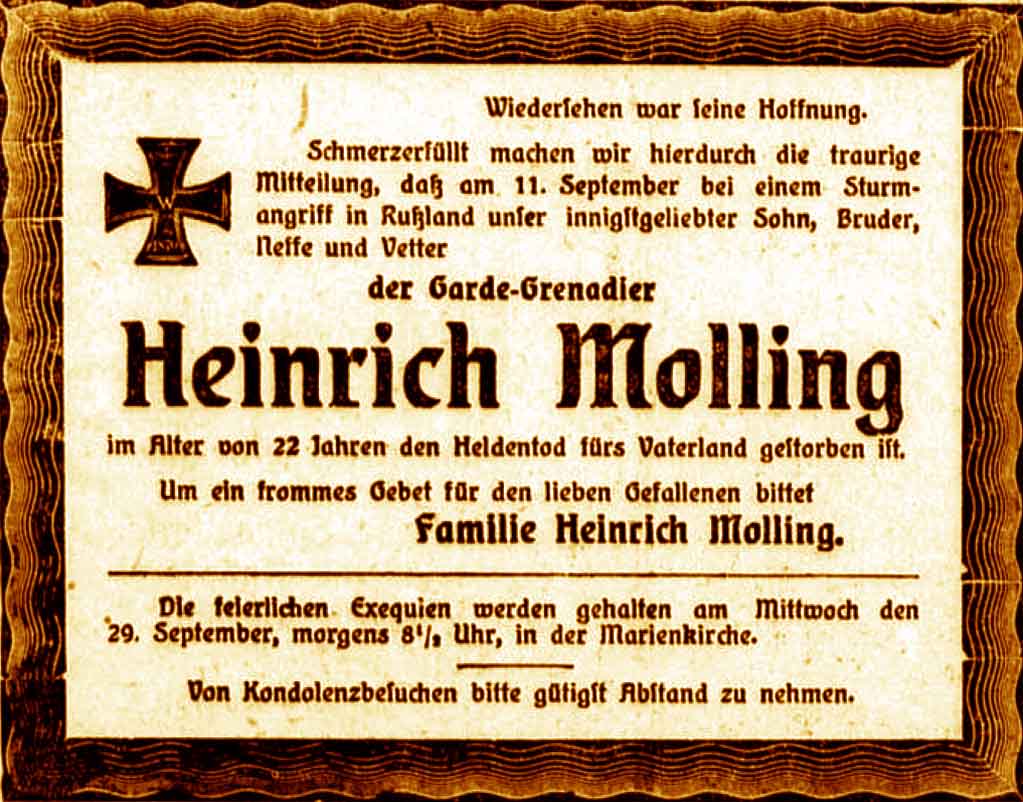 Anzeige im General-Anzeiger vom 26. September 1915