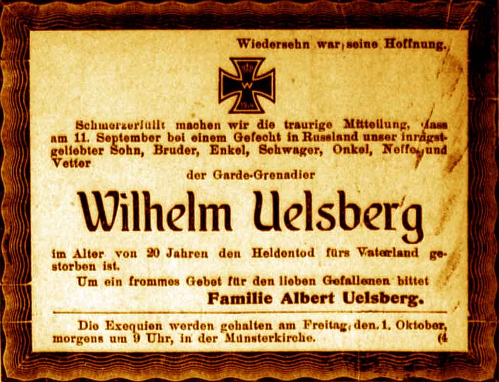 Anzeige im General-Anzeiger vom 30. September 1915