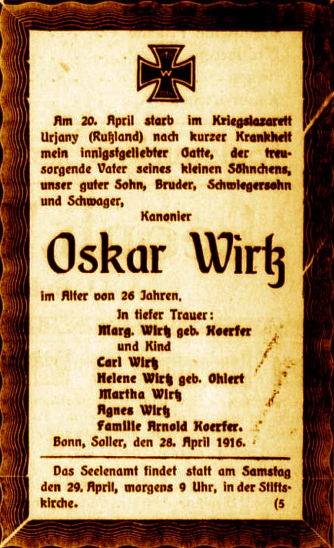 Anzeige im General-Anzeiger vom 28. April 1916