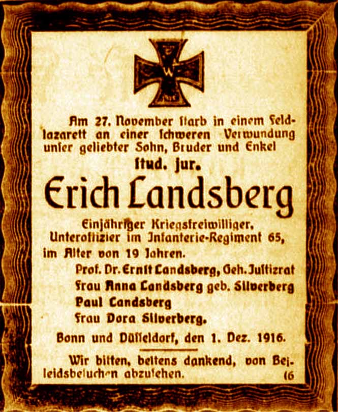 Anzeige im General-Anzeiger vom 2. Dezember 1916