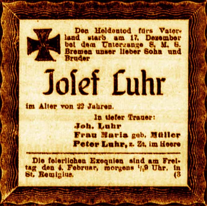 Anzeige im General-Anzeiger vom 2. Februar 1916