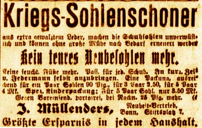 Anzeige im General-Anzeiger vom 17. Februar 1916