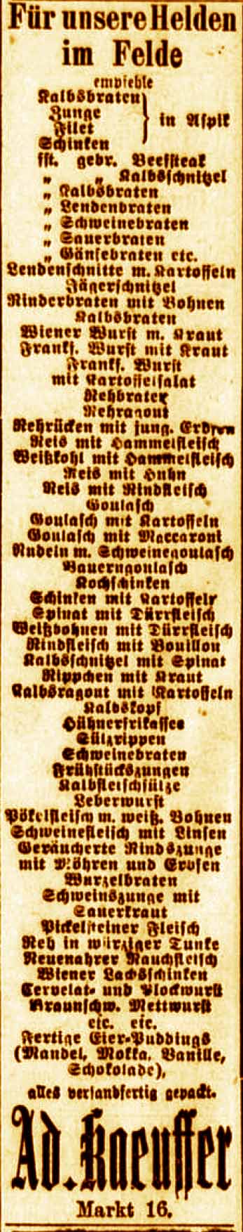 Anzeige im General-Anzeiger vom 5. Januar 1916