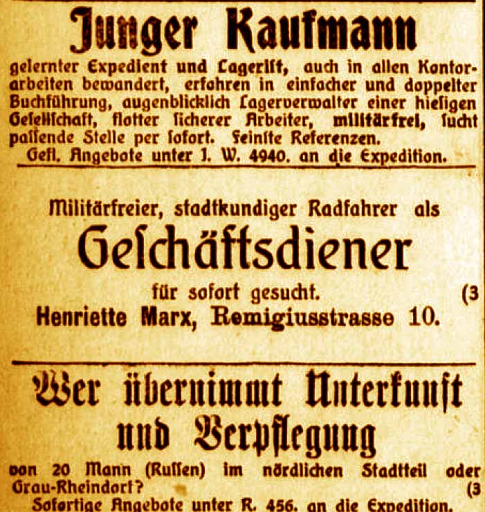 Anzeigen im General-Anzeiger vom 5. Januar 1916