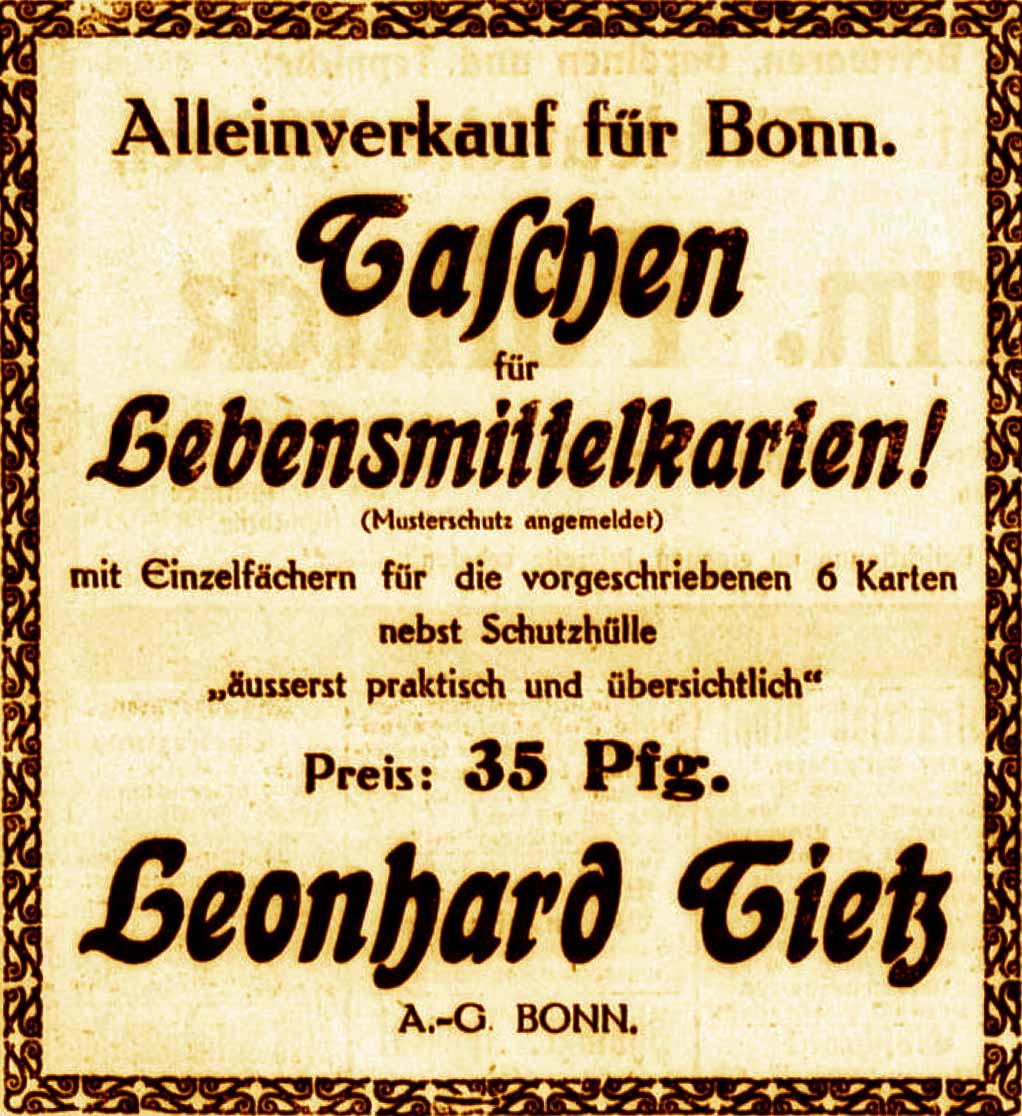 Anzeige im General-Anzeiger vom 9. Juli 1916