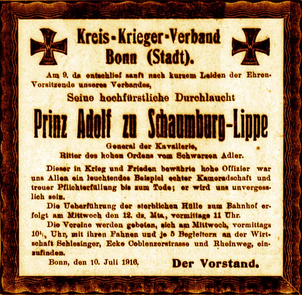 Anzeige im General-Anzeiger vom 11. Juli 1916