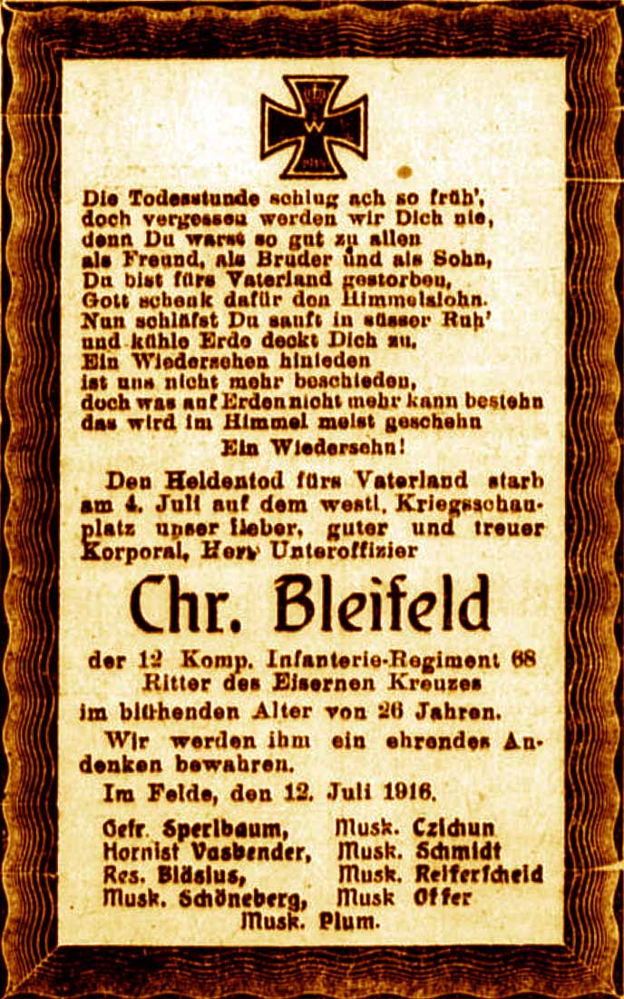 Anzeige im General-Anzeiger vom 20. Juli 1916