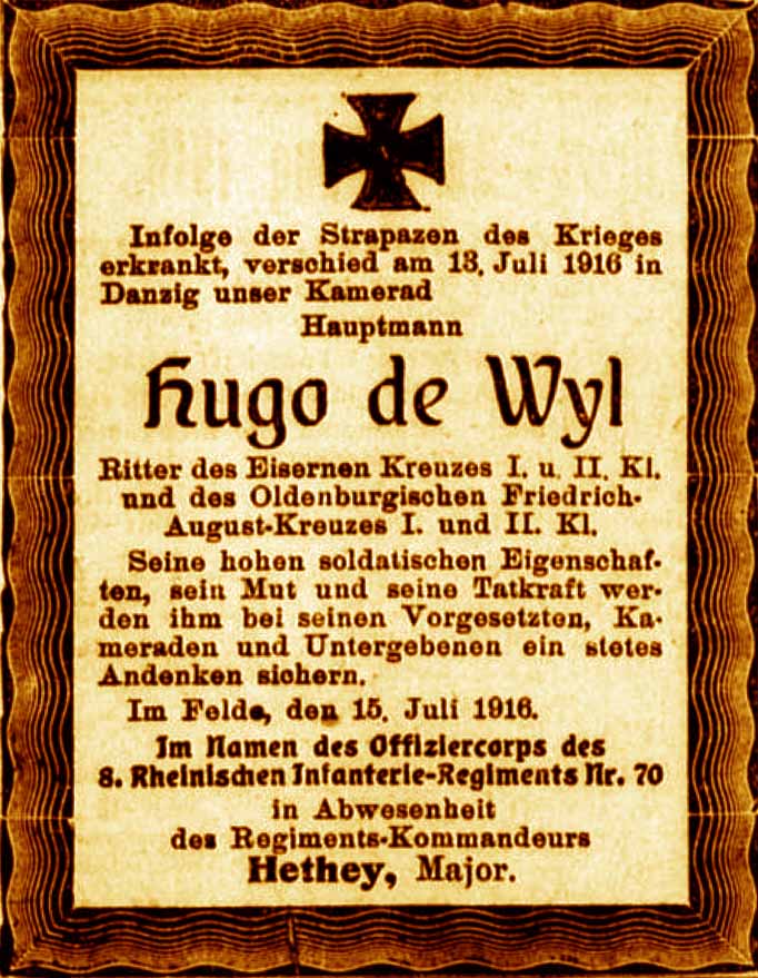 Anzeige im General-Anzeiger vom 21. Juli 1916
