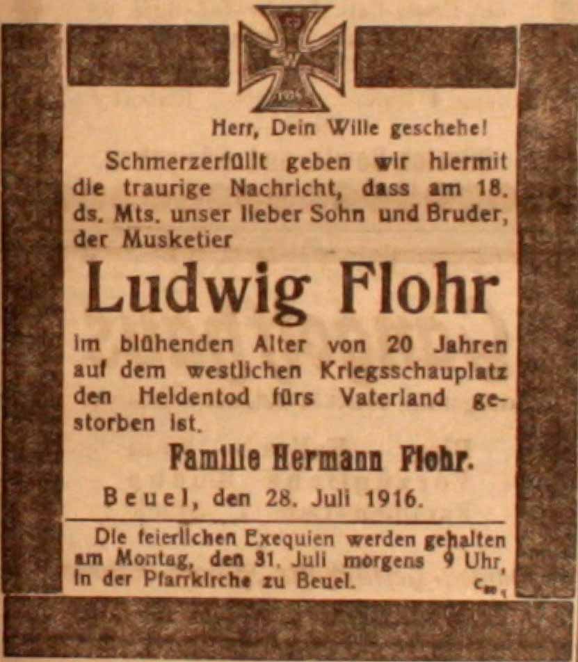 Anzeige in derDeutschen Reichs-Zeitung vom 30. Juli 1916