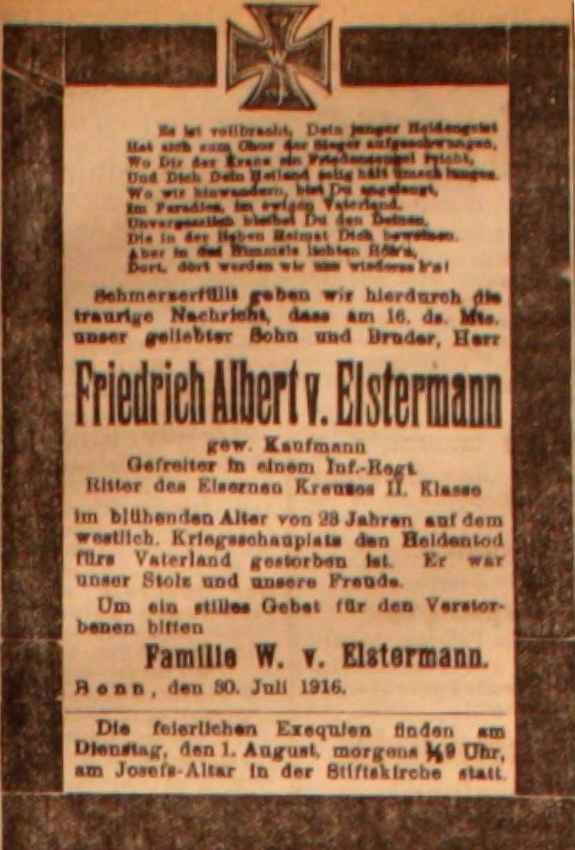 Anzeige in derDeutschen Reichs-Zeitung vom 31. Juli 1916