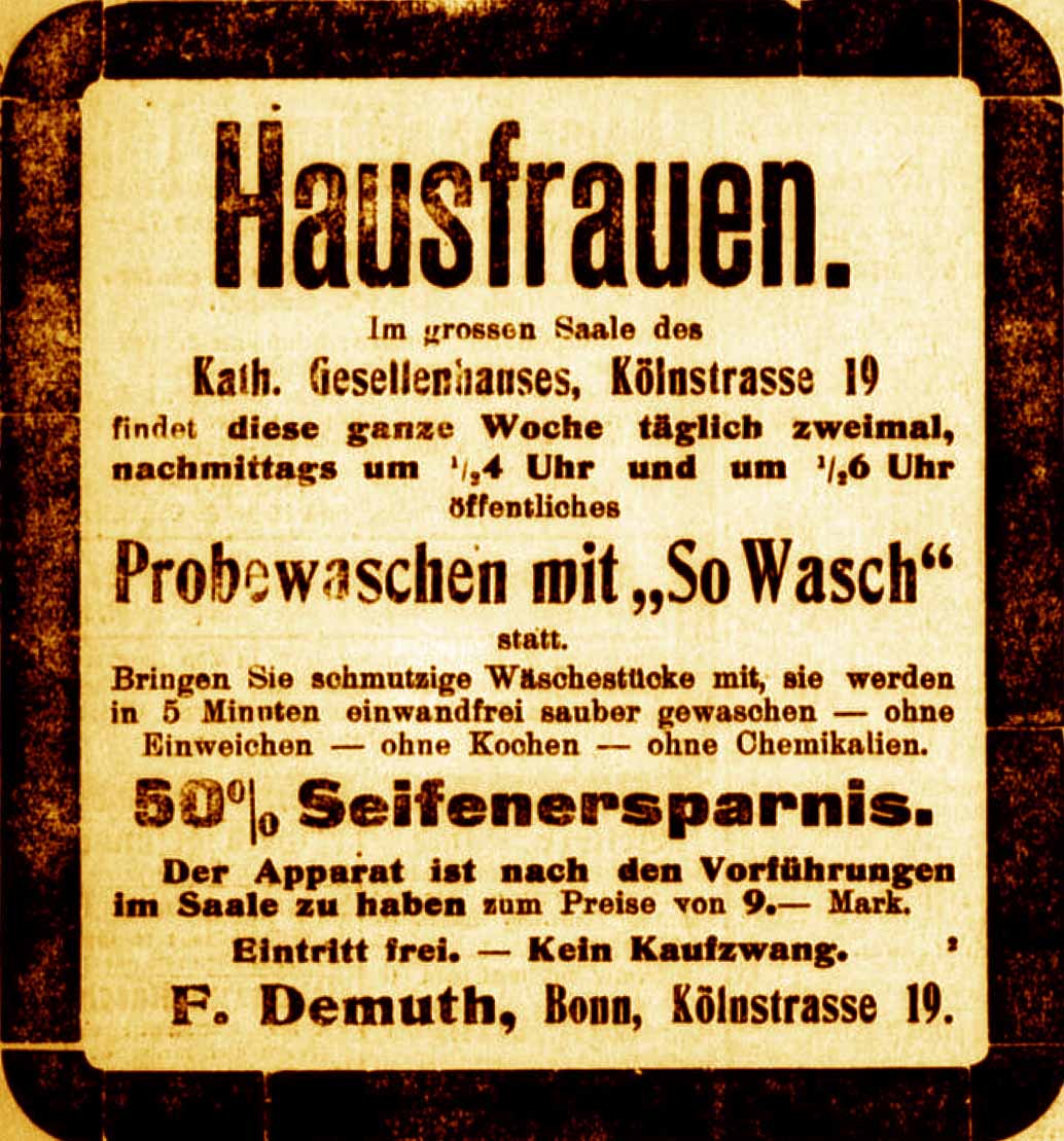 Anzeige im General-Anzeiger vom 6. Juni 1916