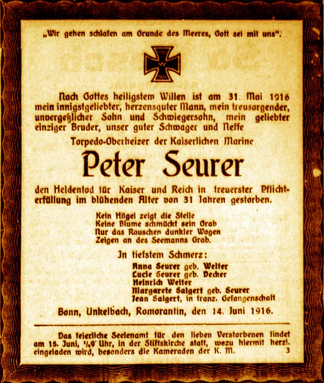 Anzeige im General-Anzeiger vom 14. Juni 1916