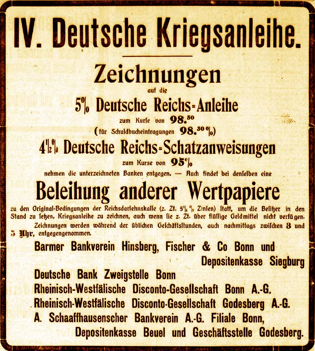 Anzeige im General-Anzeiger vom 3. März 1916