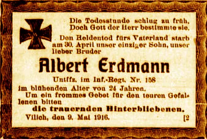 Anzeige im General-Anzeiger vom 9. Mai 1916