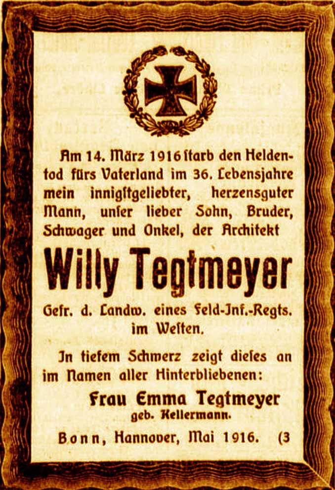 Anzeige im General-Anzeiger vom 10. Mai 1916