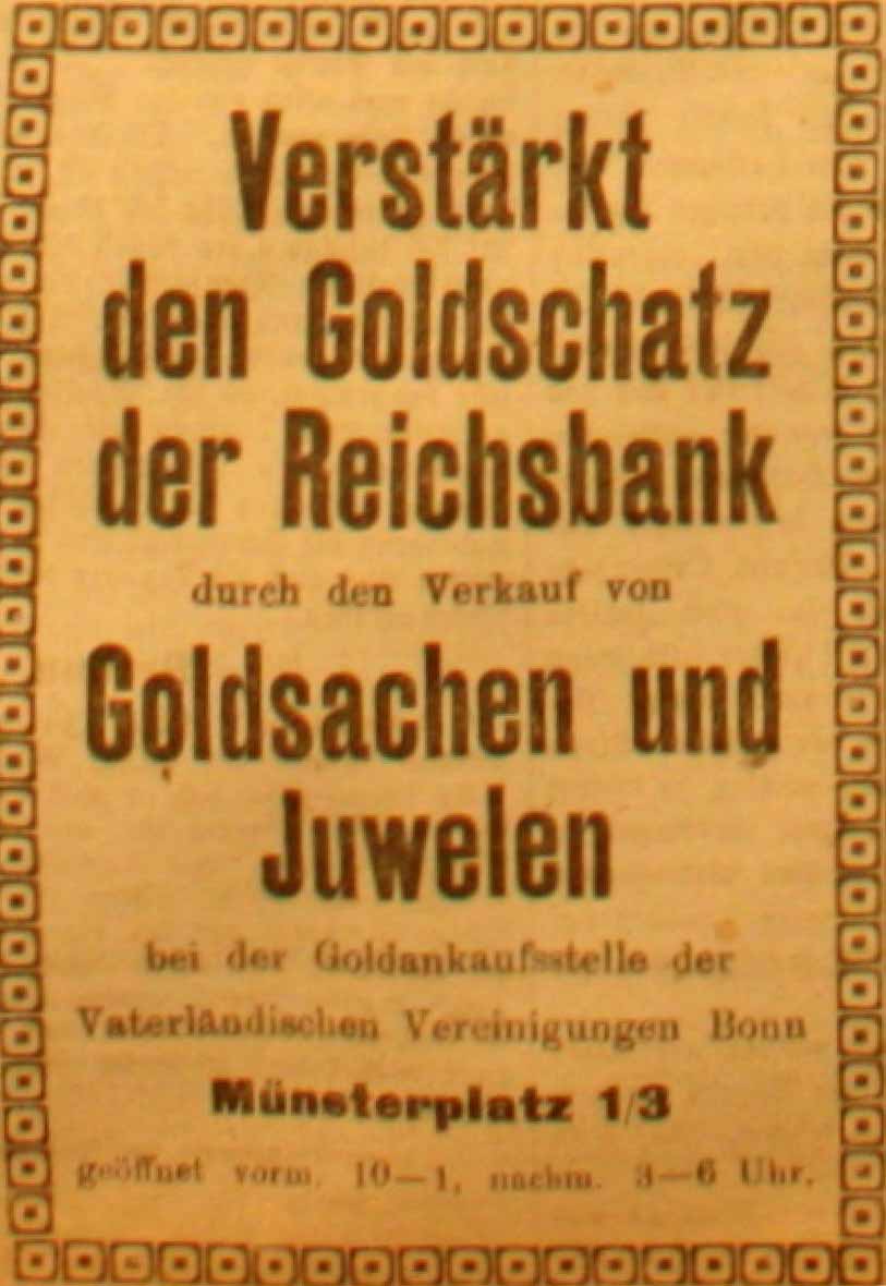 Anzeige in der Deutschen Reichs-Zeitung vom 12. Mai 1916