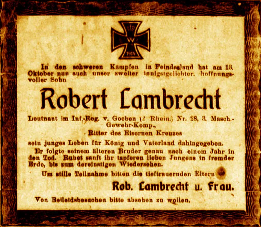 Anzeige im General-Anzeiger vom 7. November 1916