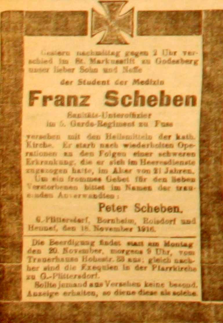 Anzeige in der Deutschen Reichs-Zeitungr vom 19. November 1916