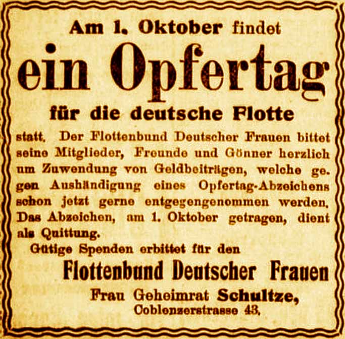Anzeige im General-Anzeiger vom 6. September 1916