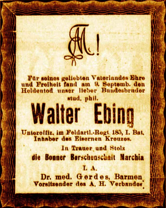 Anzeige im General-Anzeiger vom 23. September 1916