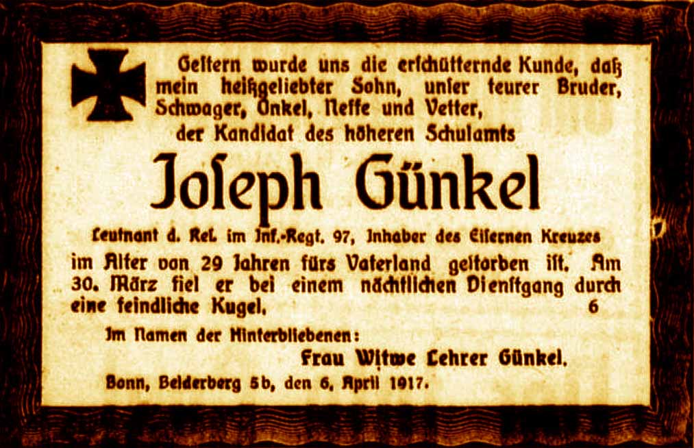 Anzeige im General-Anzeiger vom 7. April 1917