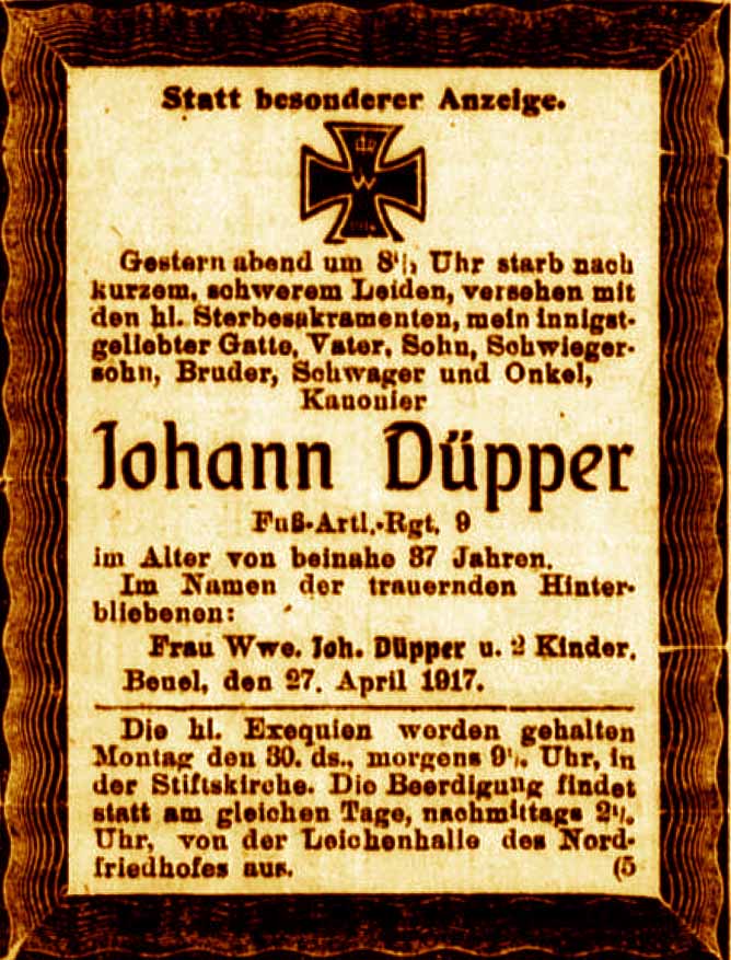 Anzeige im General-Anzeiger vom 27. April 1917