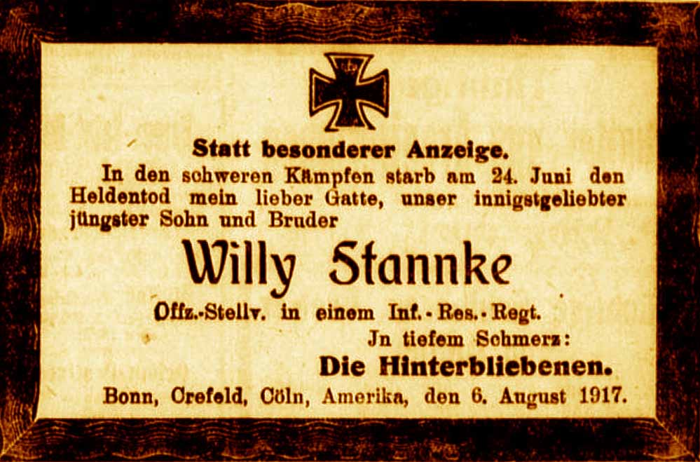 Anzeige im General-Anzeiger vom 6. August 1917