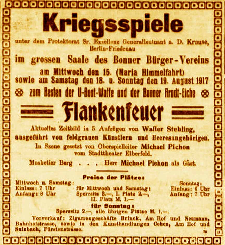 Anzeige in der Deutschen Reichs-Zeitung vom 10. August 1917