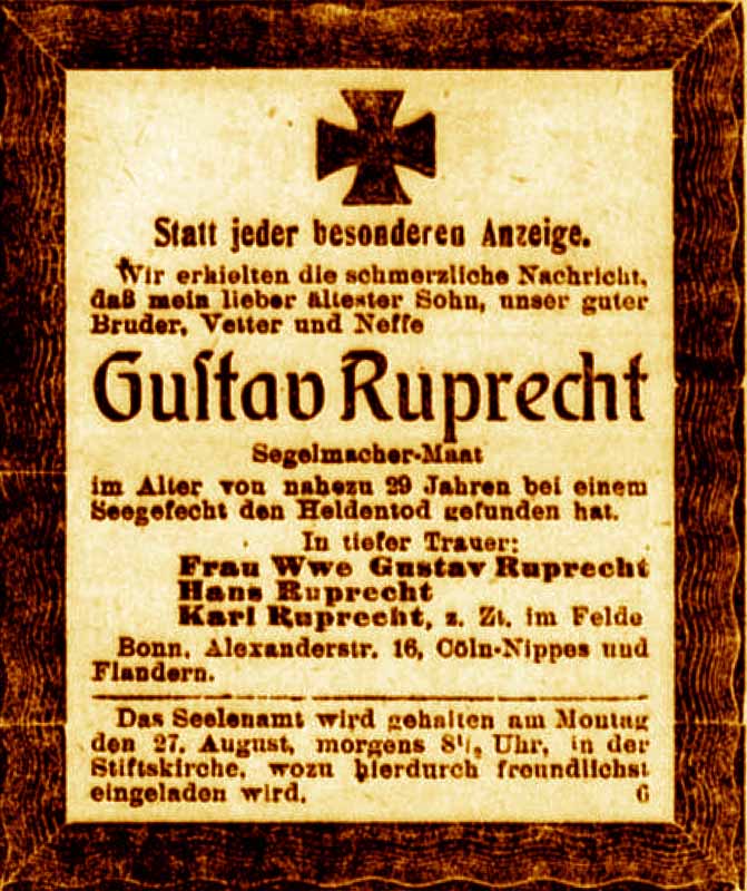 Anzeige im General-Anzeiger vom 25. August 1917