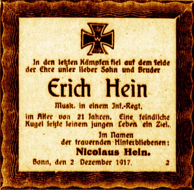 Anzeige im General-Anzeiger vom 11. Dezember 1917