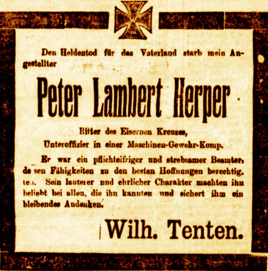 Anzeige in der Deutschen Reichs-Zeitung vom 18. Dezember 1917