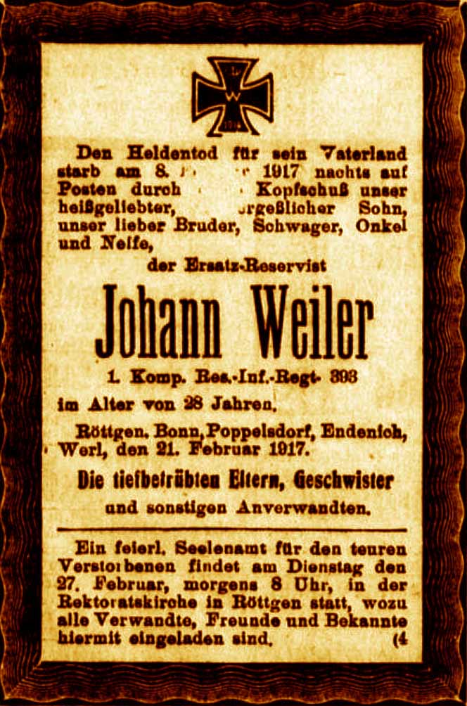Anzeige im General-Anzeiger vom 22. Februar 1917