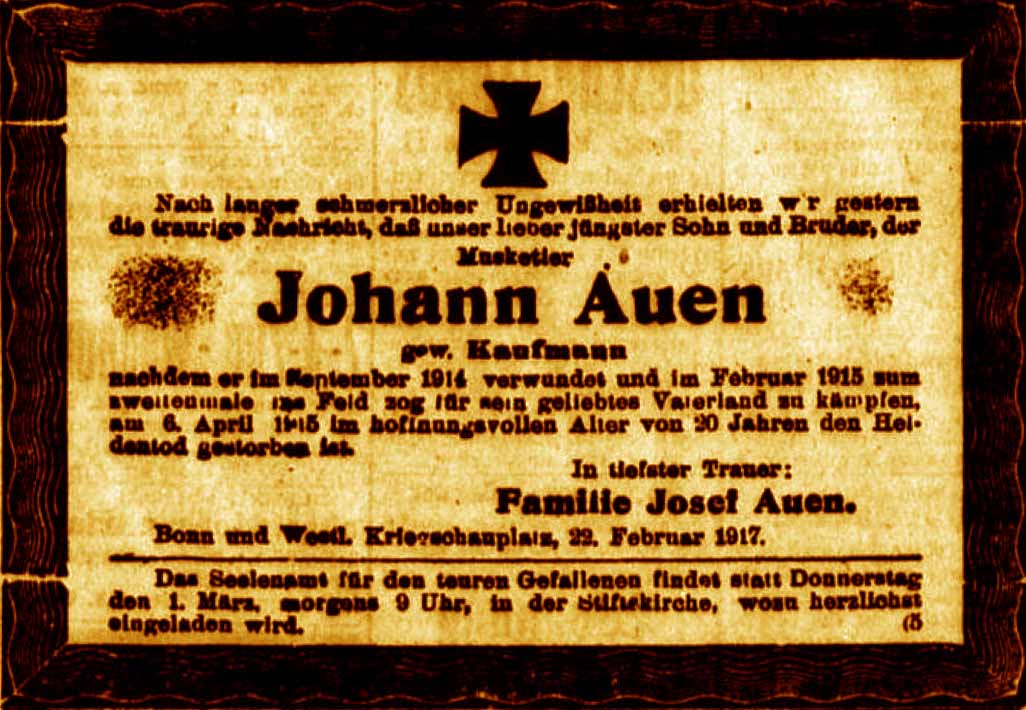 Anzeige im General-Anzeiger vom 23. Februar 1917