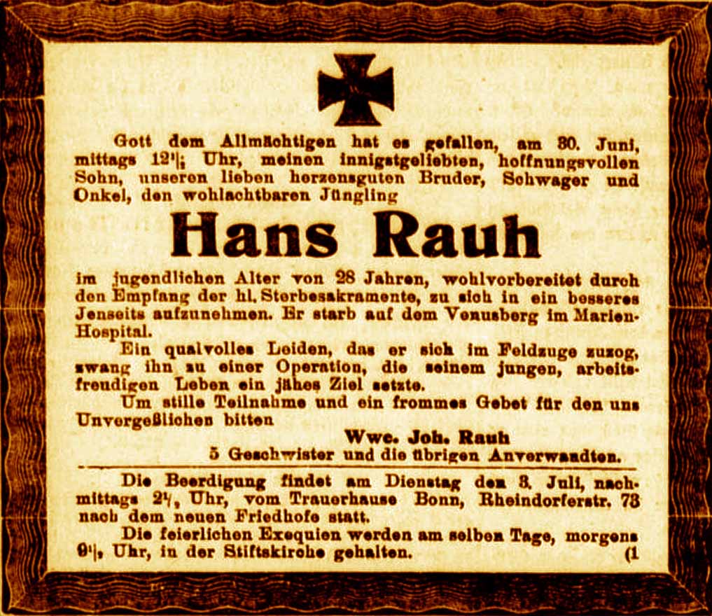 Anzeige im General-Anzeiger vom 2. Juli 1917