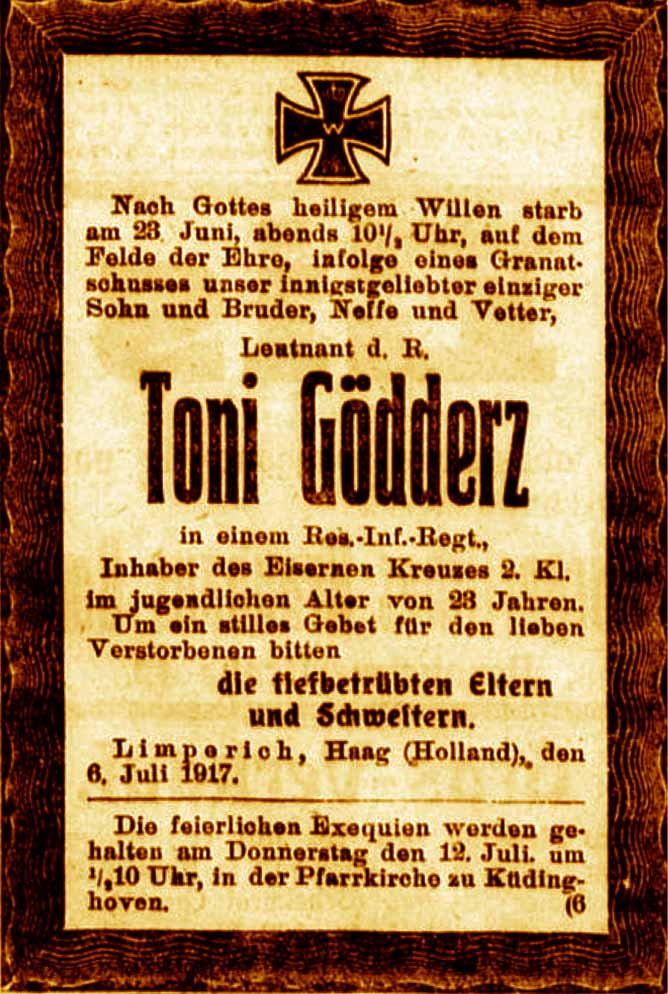 Anzeige im General-Anzeiger vom 7. Juli 1917