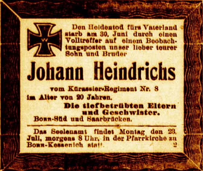 Anzeige im General-Anzeiger vom 17. Juli 1917