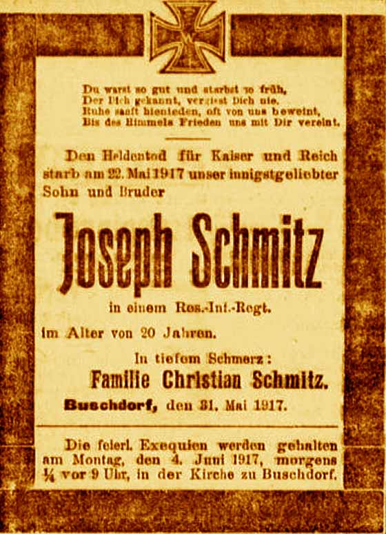 Anzeige in der Deutschen Reichs-Zeitung vom 2. Juni 1917
