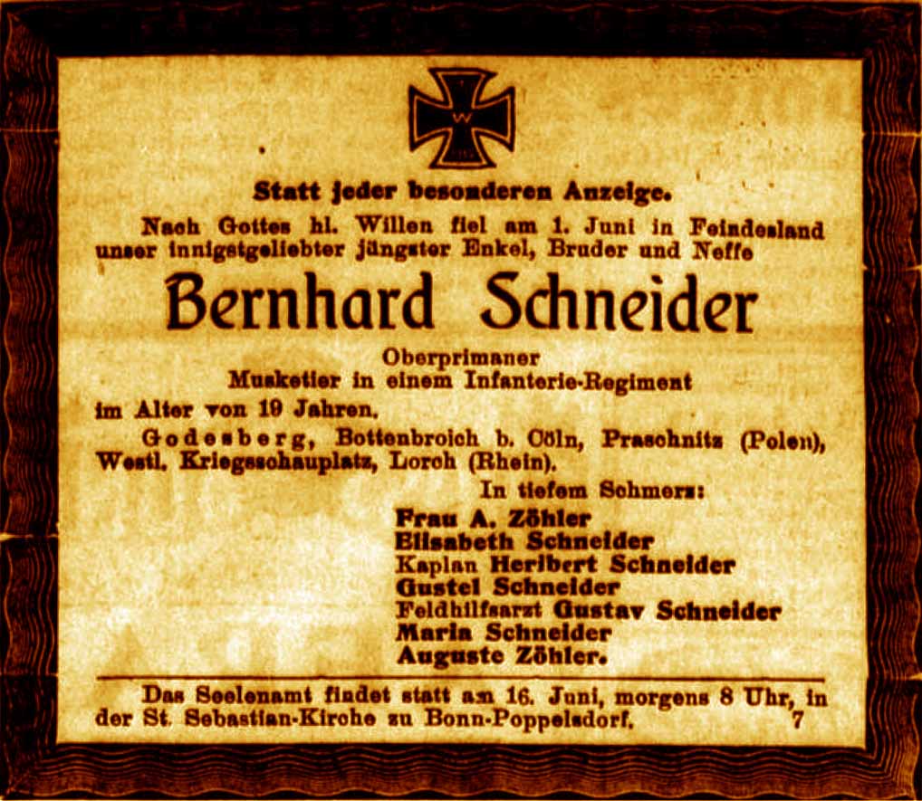 Anzeige im General-Anzeiger vom 10. Juni 1917