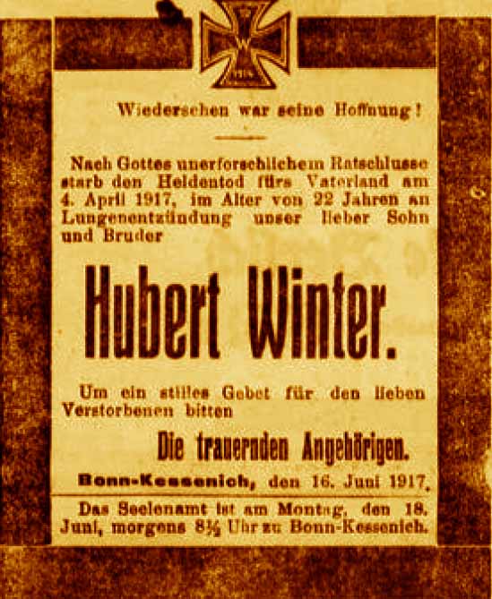 Anzeige in der Deutschen Reichs-Zeitung vom 17. Juni 1917