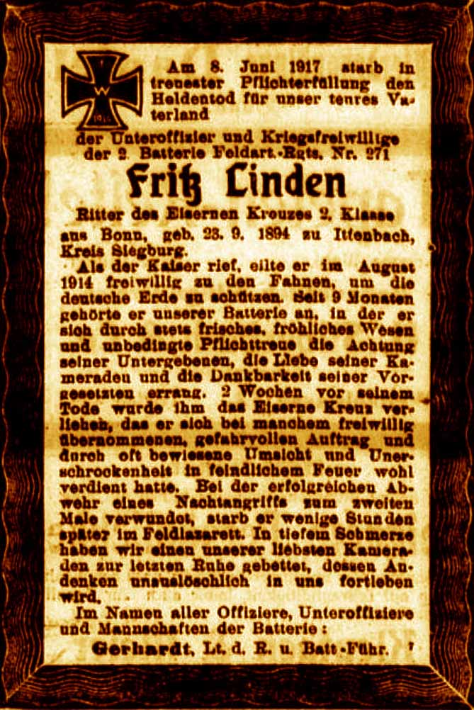 Anzeige im General-Anzeiger vom 17. Juni 1917