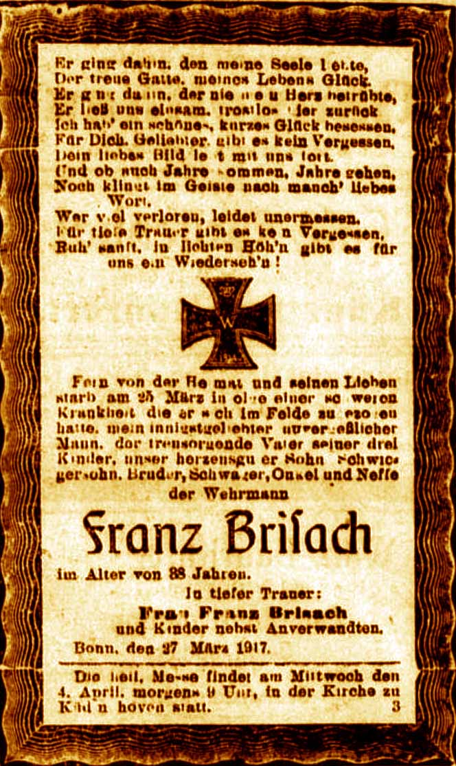 Anzeige im General-Anzeiger vom 28. März 1917