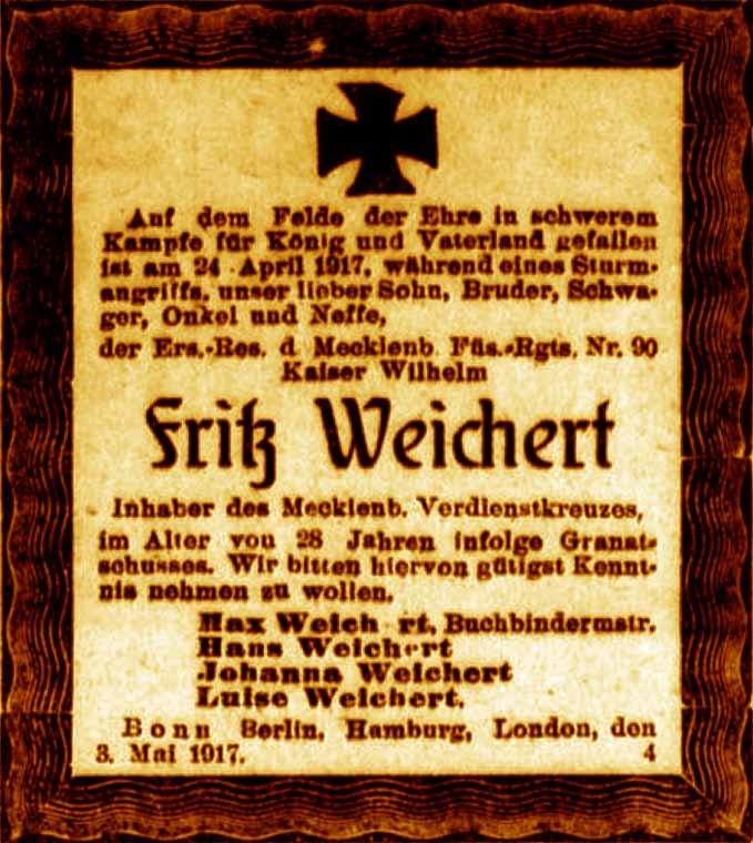 Anzeige im General-Anzeiger vom 3. Mai 1917
