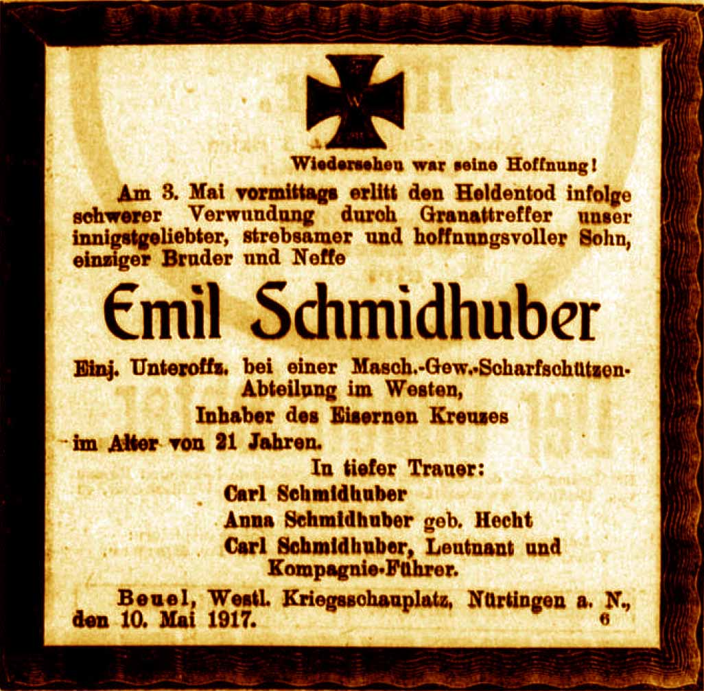 Anzeige im General-Anzeiger vom 12. Mai 1917