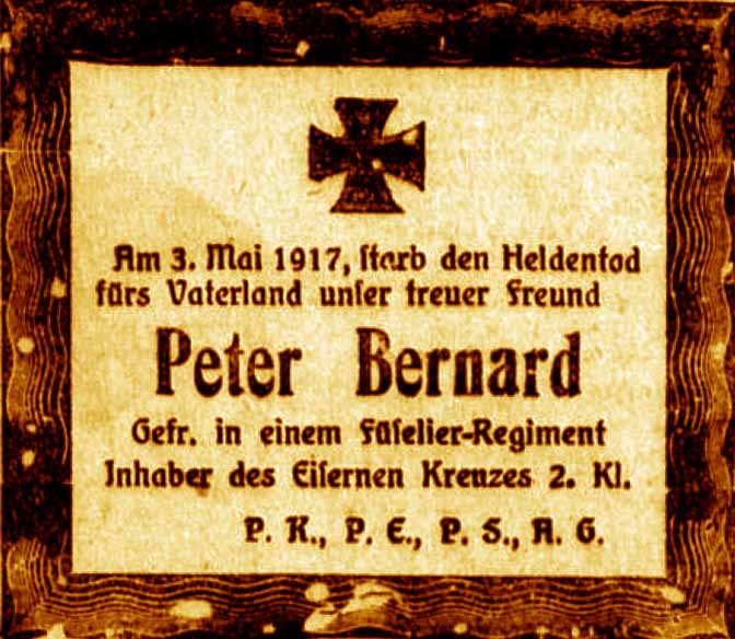 Anzeige im General-Anzeiger vom 15. Mai 1917