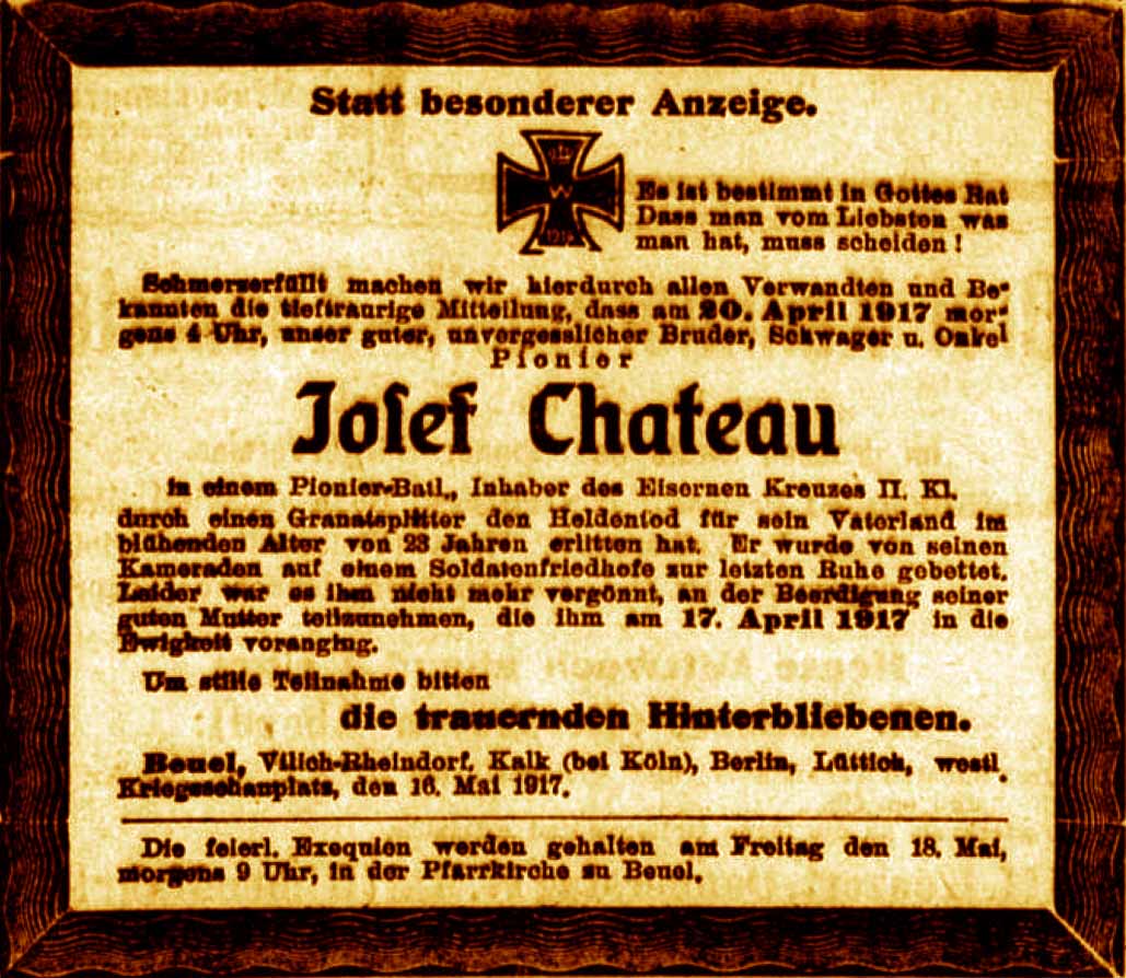 Anzeige im General-Anzeiger vom 16. Mai 1917